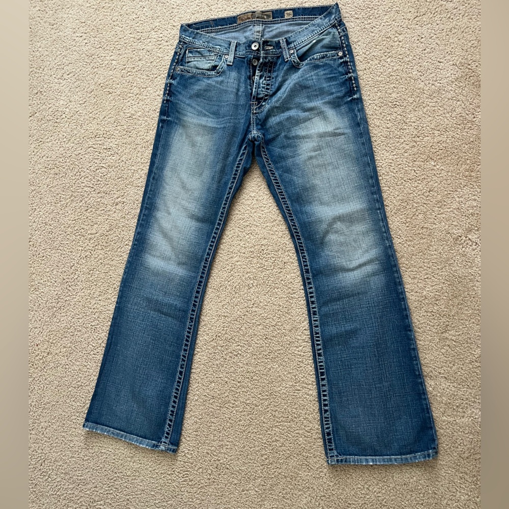 BKE Men's Faded Blue Straight Jeans
